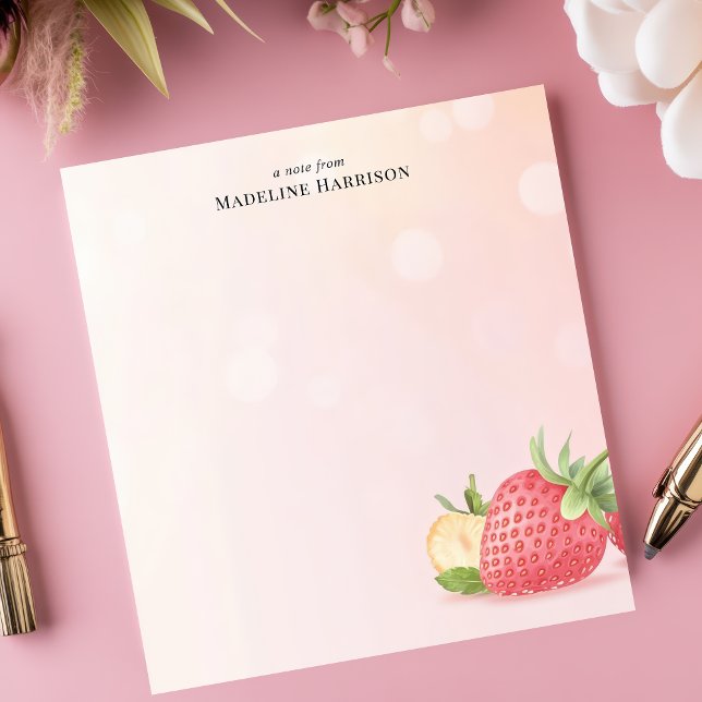 Bloc-note Été de fraises sucrées Nom personnalisé (Créateur téléchargé)
