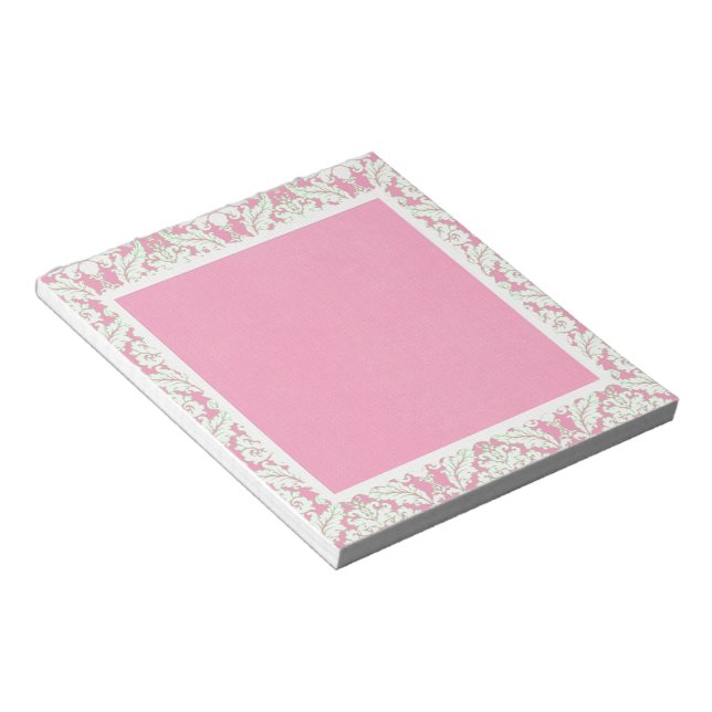 Bloc-note Éteins roses et verts Damas Éteins (Incliné)