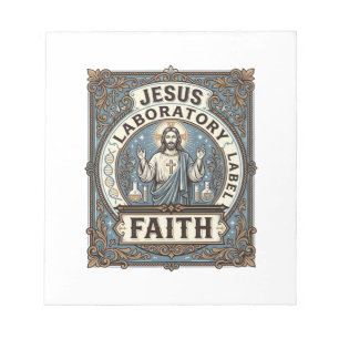 Bloc-note étiquette de laboratoire de Jésus Foi étiquette de