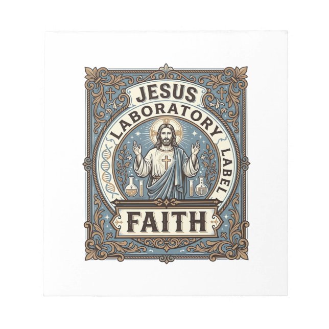 Bloc-note étiquette de laboratoire de Jésus Foi étiquette de (Devant)