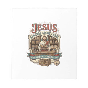 Bloc-note étiquette de magasin général Jésus Magasin général
