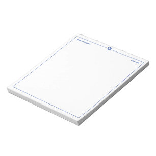 Bloc-note Étoile de David 5,5 x 6 pouces Personnalisée