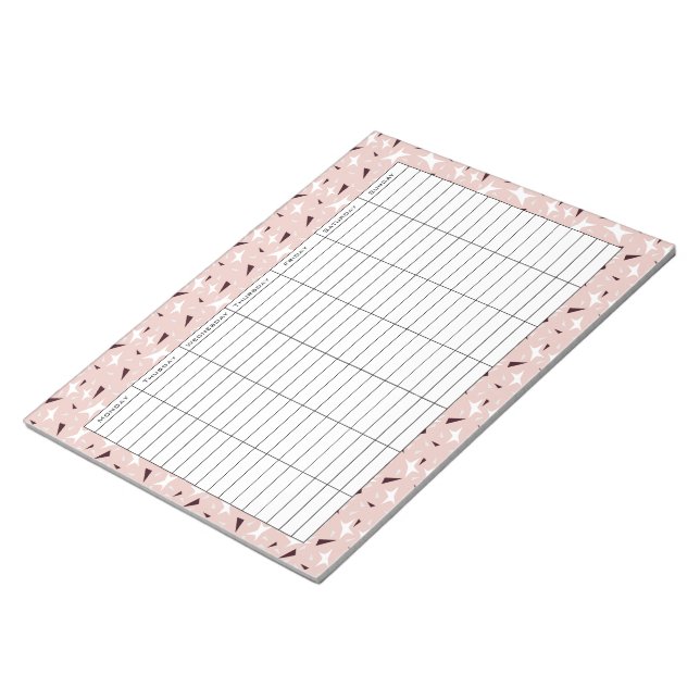 Bloc-note Étoiles et triangles géométriques subtils – Rose  (Incliné)