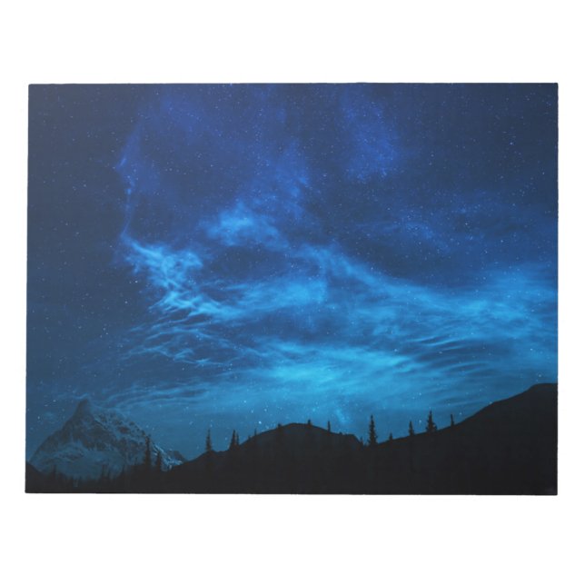 BLOC-NOTE ÉTOILES LUMINEUSES DANS UN CIEL NOIR ET BLEU (Devant)