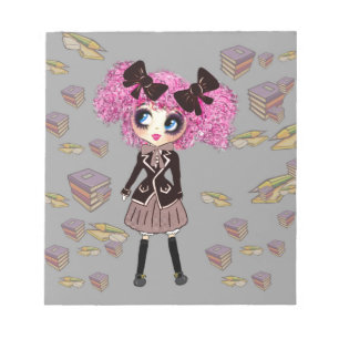 Bloc-note Étudiante de Kawaii avec PinkyP