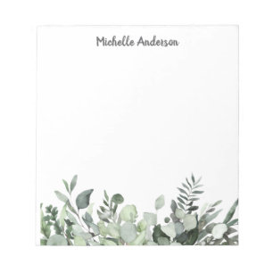 Bloc-note Eucalyptus verdoyant aquarelle personnalisé