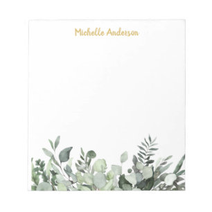 Bloc-note Eucalyptus verdoyant aquarelle personnalisé