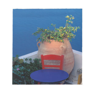 Bloc-note Europe, Grèce, Santorin. Terrasse avec vue sur la