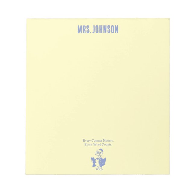 Bloc-note Every Comma Matters Every Word Counts Design (Devant)