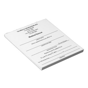 Bloc-note Excusez-moi Médicale pour le Modèle de la note du