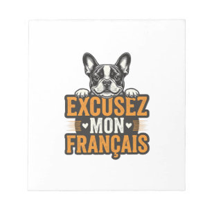 Bloc-note Excusez Mon Français Bouledogue Français Vintage