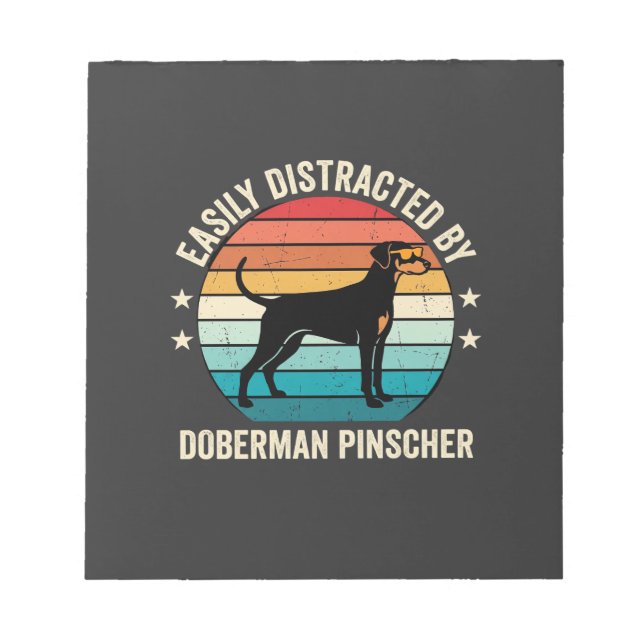 Bloc-note Facilement distrait par Doberman Pinscher Retro Su (Devant)
