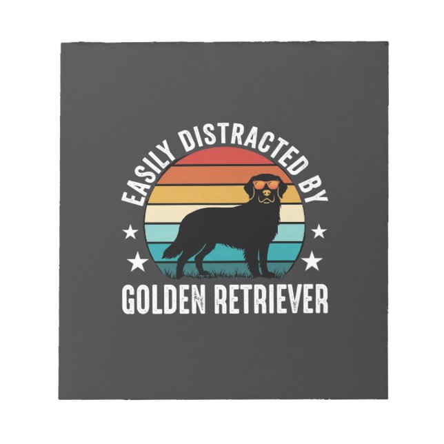Bloc-note Facilement distrait par Golden Retriever Retro Sun (Devant)