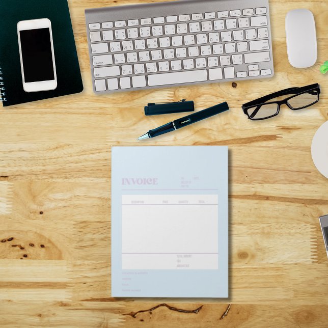 Bloc-note Facture bleue pourpre pour petites entreprises (Créateur téléchargé)