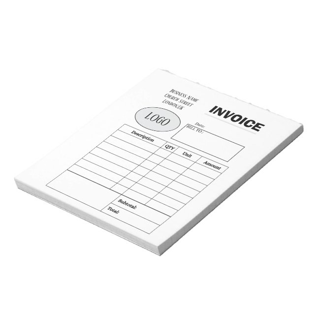 Bloc-note Facture commerciale personnalisée professionnelle (Tourné)