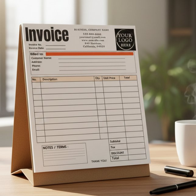 Bloc-note Facture de petite entreprise avec logo personnalis (Créateur téléchargé)