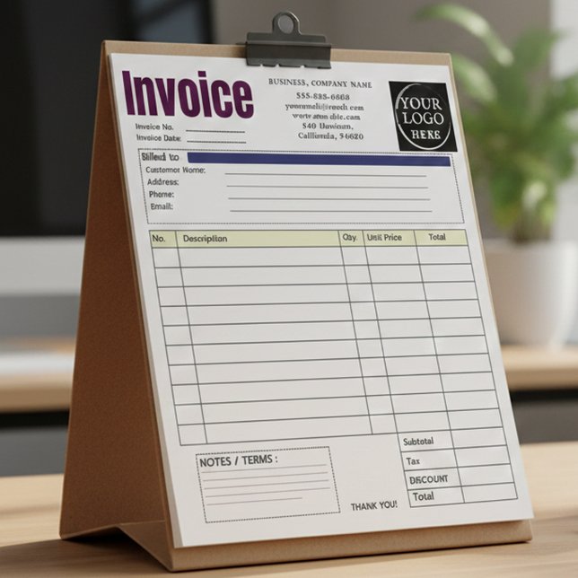 Bloc-note Facture de petite entreprise avec logo personnalis (Créateur téléchargé)