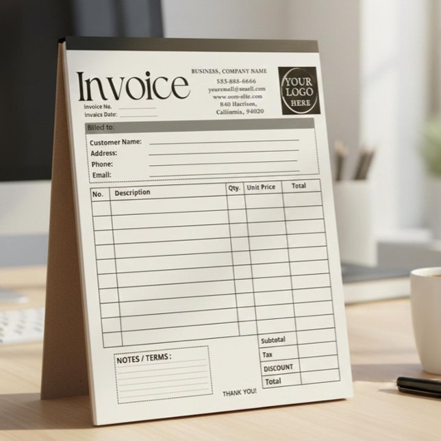 Bloc-note Facture de petite entreprise avec logo personnalis (Créateur téléchargé)