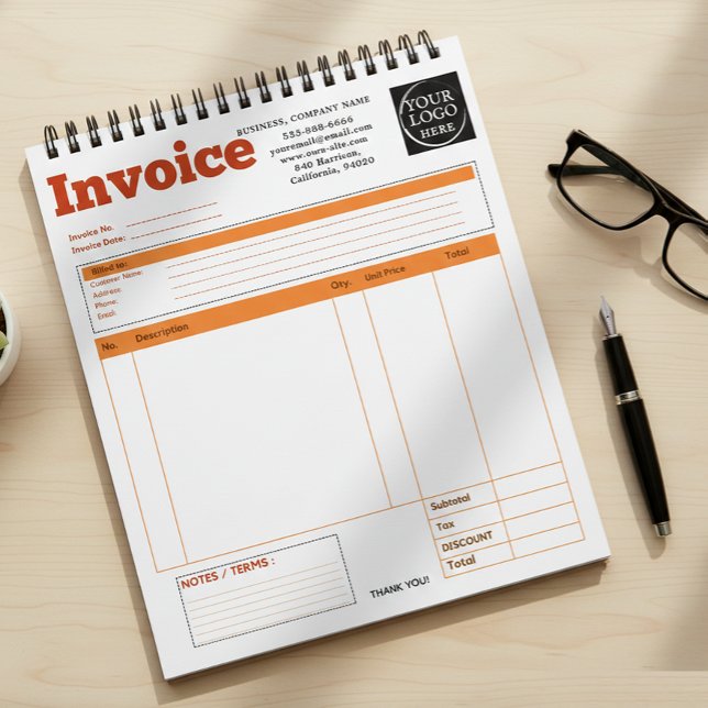 Bloc-note Facture de petite entreprise avec logo personnalis (Créateur téléchargé)