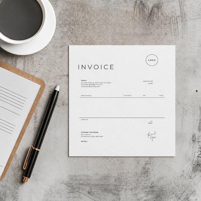 Bloc-note Facture de petite entreprise personnalisée minimal (Créateur téléchargé)