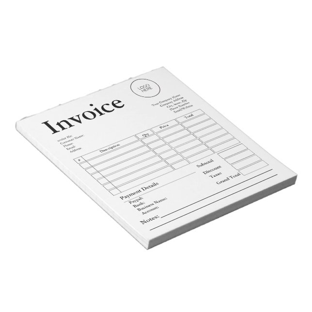 Bloc-note Facture de vente de reçu de petite entreprise mode (Incliné)