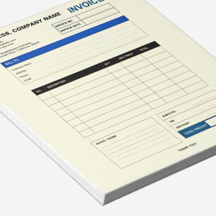 Bloc-note Facture de vente de reçu minimaliste personnalisée
