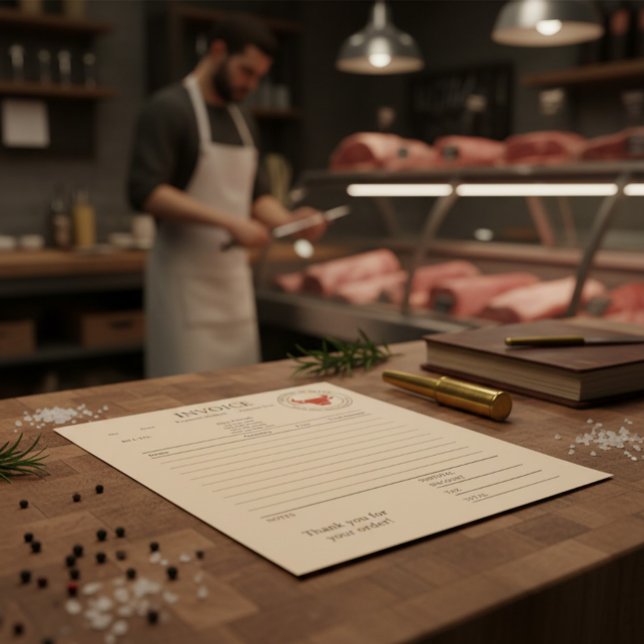 Bloc-note Facture personnalisée pour boutique de boucherie K (Créateur téléchargé)