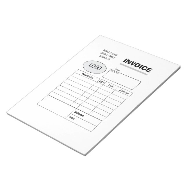 Bloc-note Facture professionnelle personnalisée (Incliné)