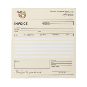 Bloc-note Facture/Reçu de catering neutre 