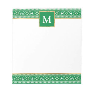 Bloc-note Faire Isle de Noël verte personnalisée
