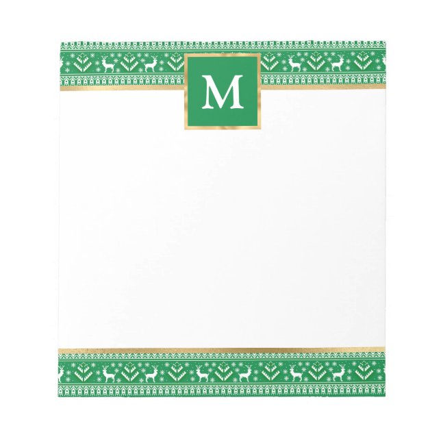 Bloc-note Faire Isle de Noël verte personnalisée (Devant)