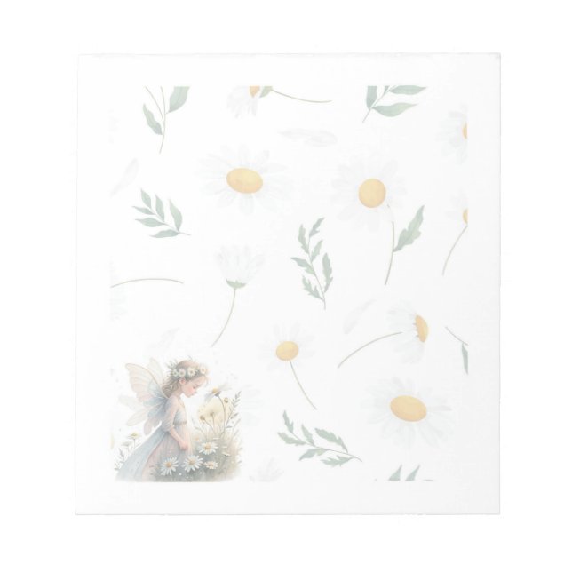 Bloc-note Fairy Daisy Notepad – Whimsical Floral Stationery (Devant)