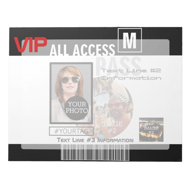 Bloc-note Faites votre propre VIP Pass 8 façons de personnal (Devant)