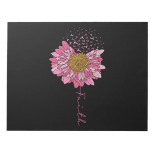 Bloc-note Faith Pink Flower Cancer Sensibilisation