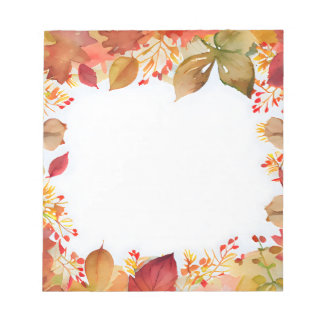 Bloc-note Fall Watercolor Frame Rustic Red Leaves