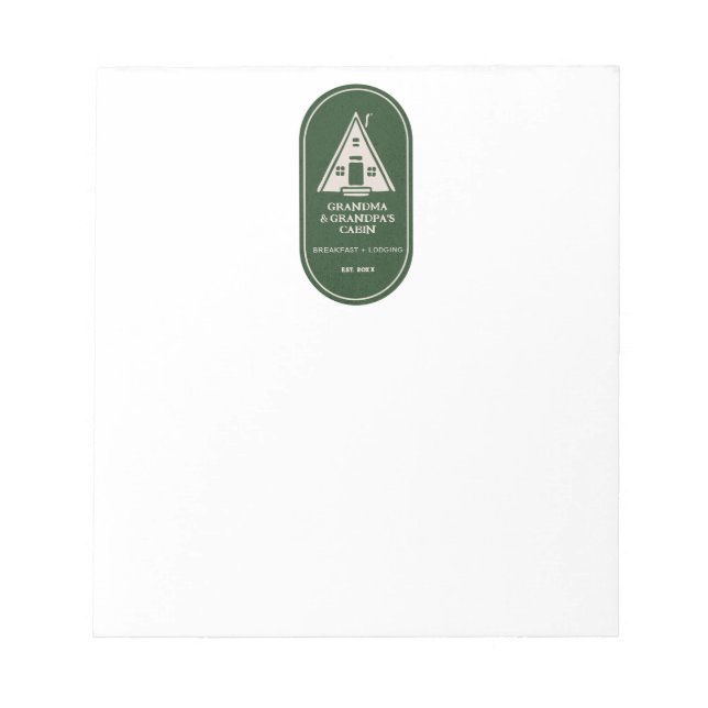 Bloc-note Famille personnalisée Un cadre Cabine A frame (Devant)