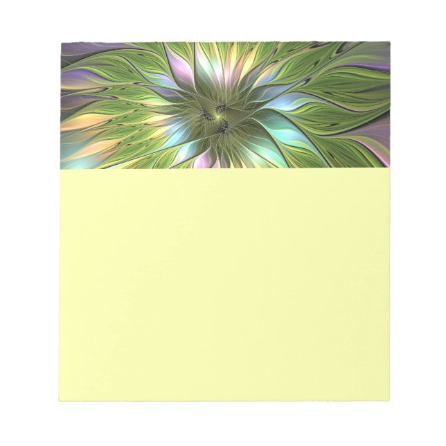 Bloc-note Fantaisie de fleurs fractales en couleurs lumineus (Devant)