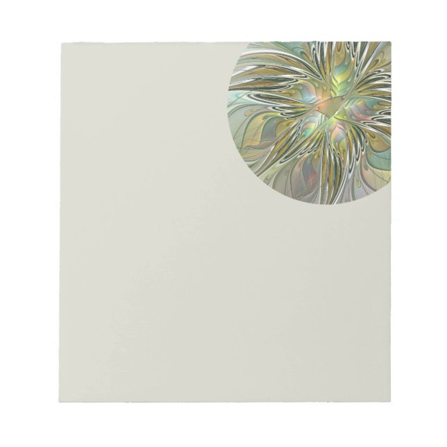 Bloc-note Fantaisie florale Art fractal moderne Fleur avec o (Devant)