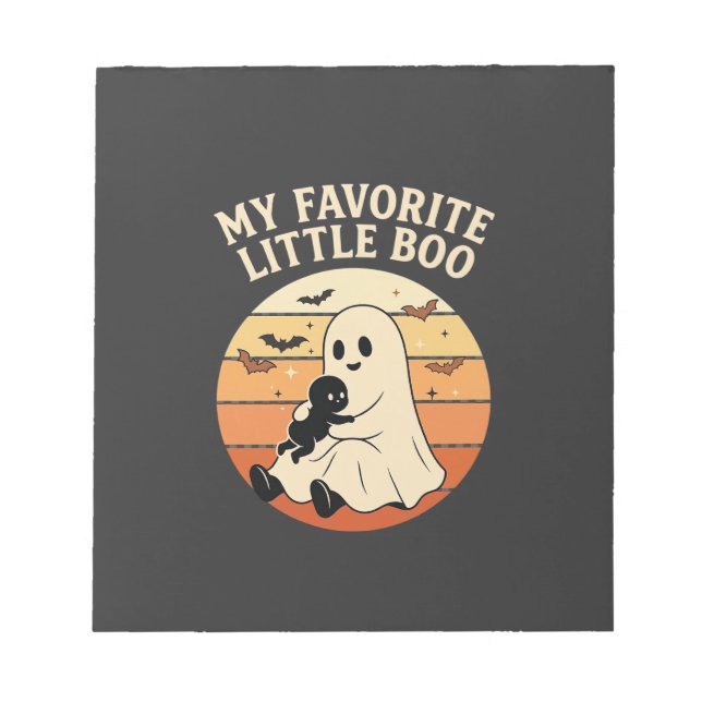 Bloc-note Fantôme de bébé Halloween Little Boo préféré Rétro (Devant)