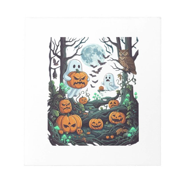 Bloc-note Fantômes d'Halloween Citrouilles effrayantes Hibou (Devant)