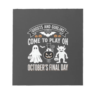 Bloc-note Fantômes et Gobelins Halloween Octobre Dernier Jou