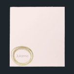 Bloc-note Faux Gold Abstrait Circle Design Blush Pink Nom<br><div class="desc">Un design abstrait de cercle griffé en faux or sur un arrière - plan rose pâle et clair personnalisé avec votre nom en lettres modernes grises.</div>