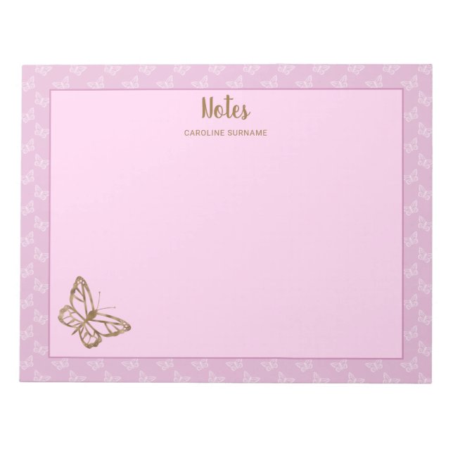 Bloc-note Faux Gold Foil Look Papillon sur Lavender Purple (Devant)