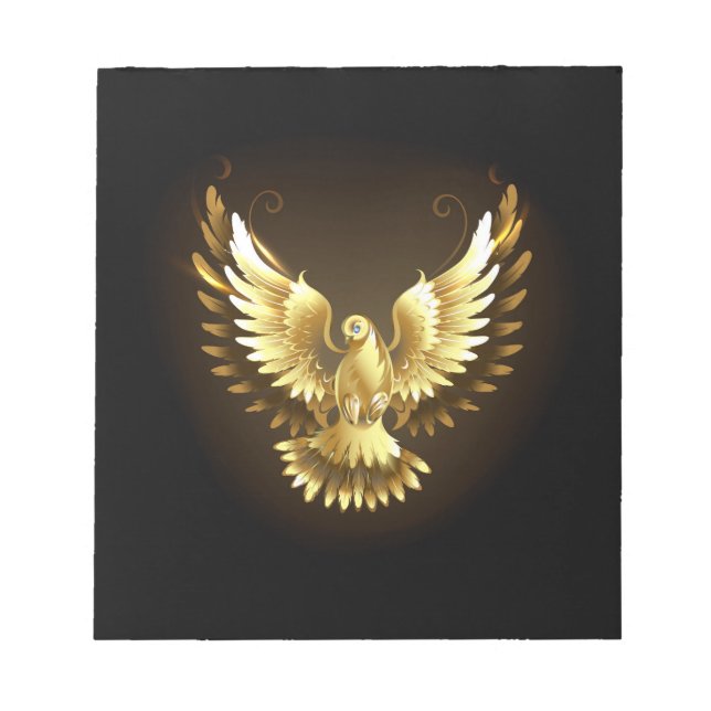 Bloc-note Faux Gold Foil Peace Dove en noir (Devant)
