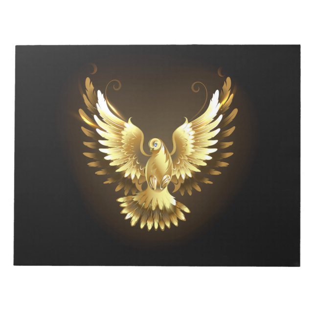 Bloc-note Faux Gold Foil Peace Dove en noir (Devant)