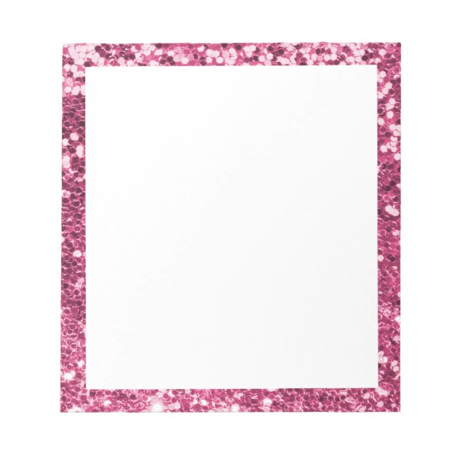 Bloc-note Faux pailleté rose scintillant bordure blanche (Devant)