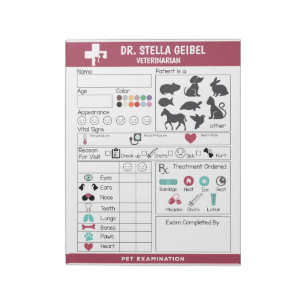 Bloc-note Feignez les feuilles vétérinaires d'examen de je