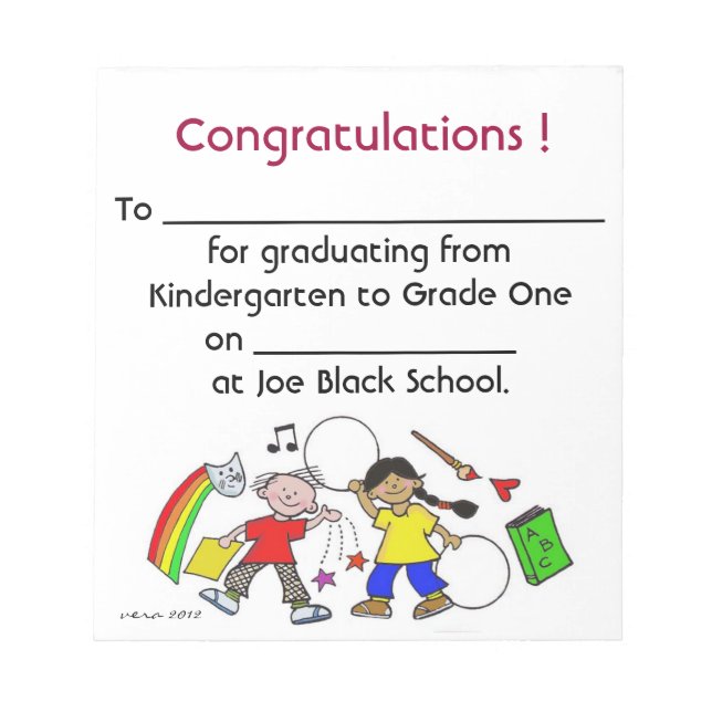 Bloc-note Félicitations ! Diplômé de la maternelle (Devant)