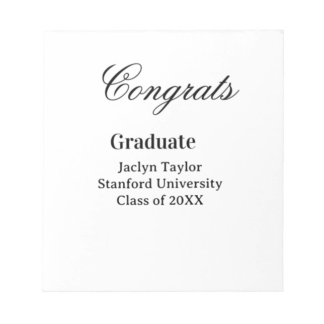 Bloc-note Félicitations diplôme nom université nom promotion (Devant)