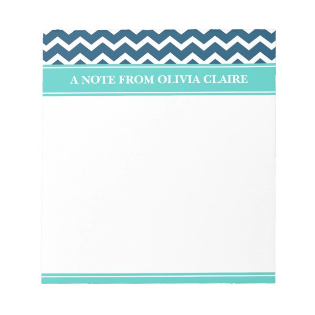 Bloc-note Feminine Blue Chevron Custom Name (Devant)